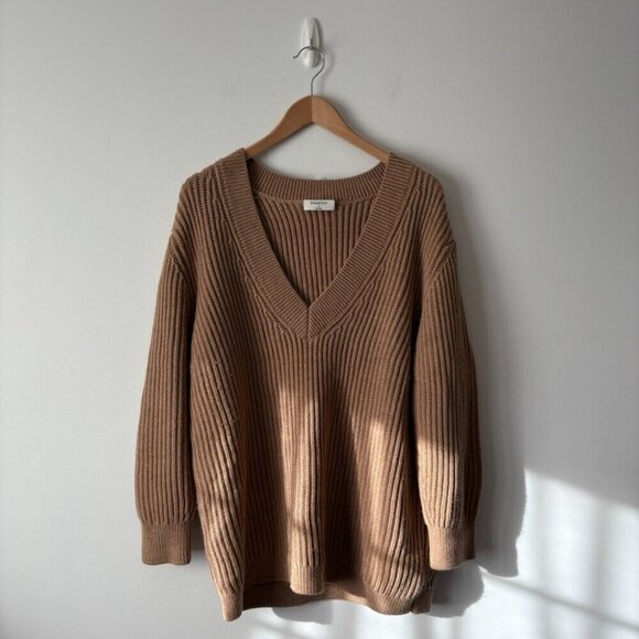 Aritzia Babaton Roger Merino Wool Sweater Camel Tan Size Medium - Picture 4 of 7